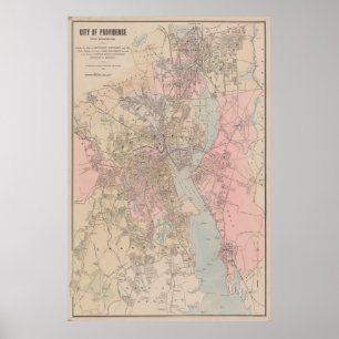 Poster Mapa de Providence Rhode Island (1901)