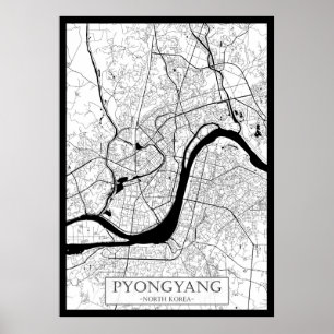 Poster Mapa de Pyongyang Coreia do Norte