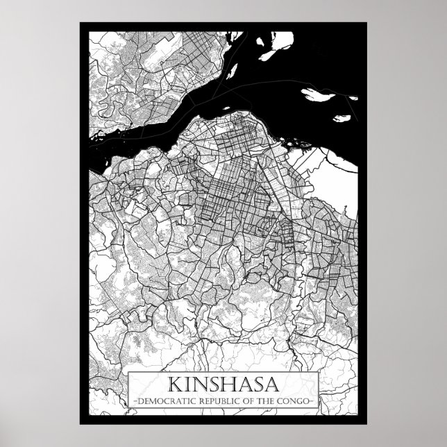 Poster Mapa de Quinxassa RD Congo (Frente)