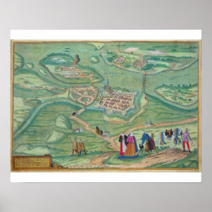 Póster Mapa de Raab, de "Civitates Orbis Terrarum" pelo