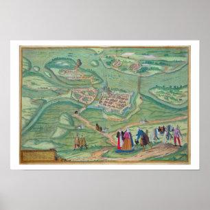 Poster Mapa de Raab, de "Civitates Orbis Terrarum" pelo