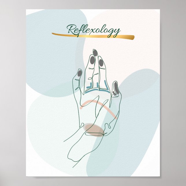 Poster Mapa de Reflexologia da Mão Abstrato Tons Neutros (Frente)