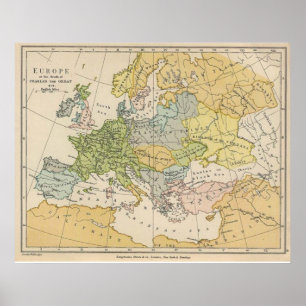 Poster Mapa de réplicas da Europa antes da Primeira Guer