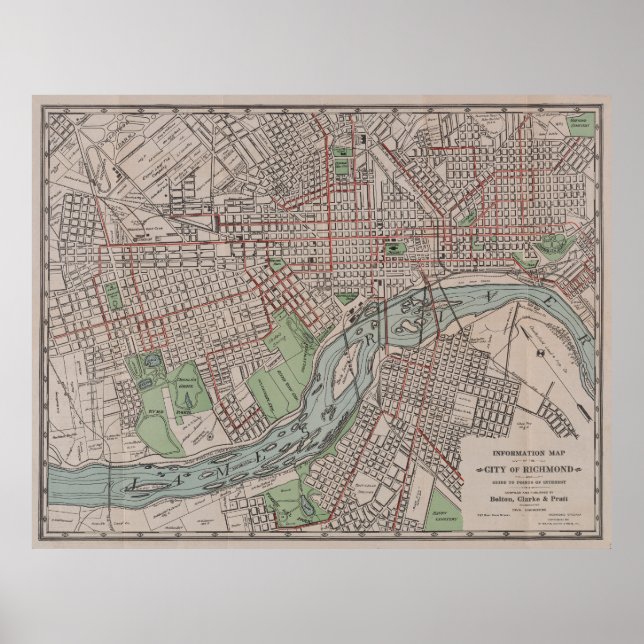 Poster Mapa de Richmond VA (1914) (Frente)