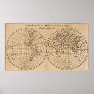 Poster Mapa de Robinson Crusoe do mundo