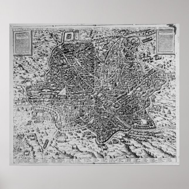 Póster Mapa de Roma, 1579 (Frente)