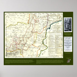 Poster Mapa de rota de Don Quixote - Cervantes