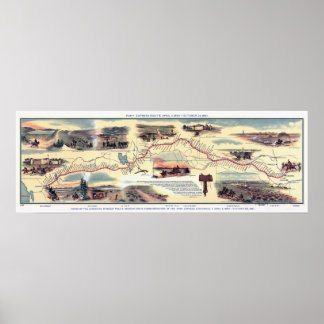 Poster Mapa de Rotas Pony Express