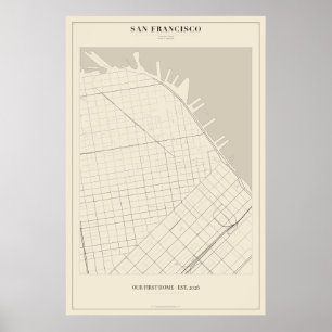 Poster Mapa de Rua Personalizado de São Francisco em Post