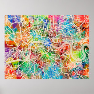 Póster Mapa de ruas de Londres Inglaterra