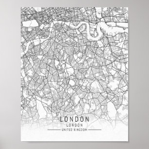 Poster Mapa de ruas de Londres moderno, Inglaterra