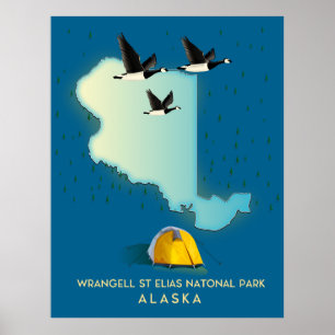 Poster Mapa de ruas de Wrangell Elias Alaska
