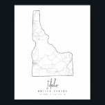 Poster Mapa de Ruas Mínimas de Idaho<br><div class="desc">Mapa de Ruas Mínimas de Idaho</div>