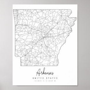 Poster Mapa de Ruas Mínimas do Arkansas