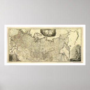 Póster Mapa de Rússia 1786