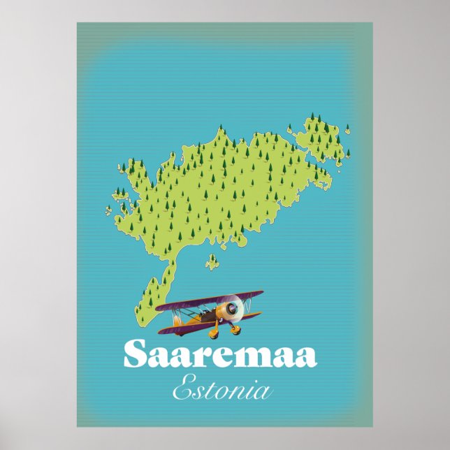 Poster Mapa de Saaremaa Estônia (Frente)