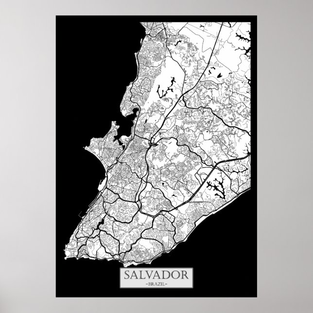 Poster Mapa de Salvador Brasil (Frente)