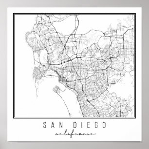 Poster Mapa de San Diego California Street