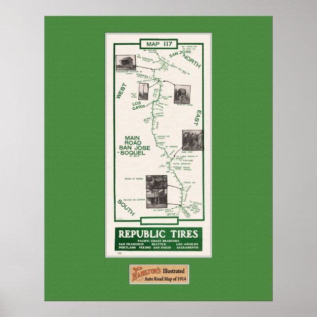 Póster Mapa de San José para Soquel 1914 (Frente)