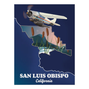 Póster Mapa de San luis obispo Califórnia
