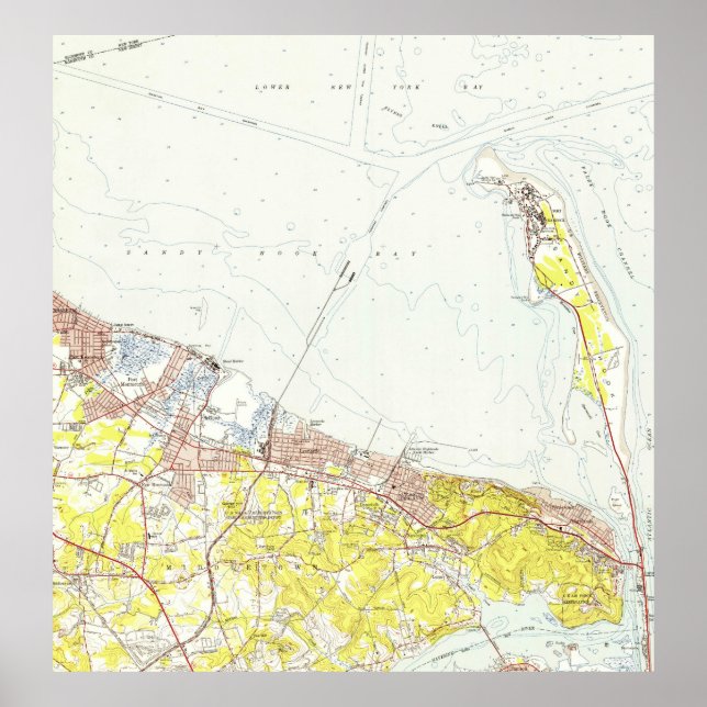 Póster Mapa de Sandy Hook NJ (1954) (Frente)