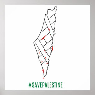Poster Mapa de sangramento da Palestina - Liberdade para 