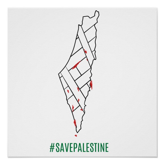 Póster Mapa de sangramento da Palestina - Liberdade para  (Frente)
