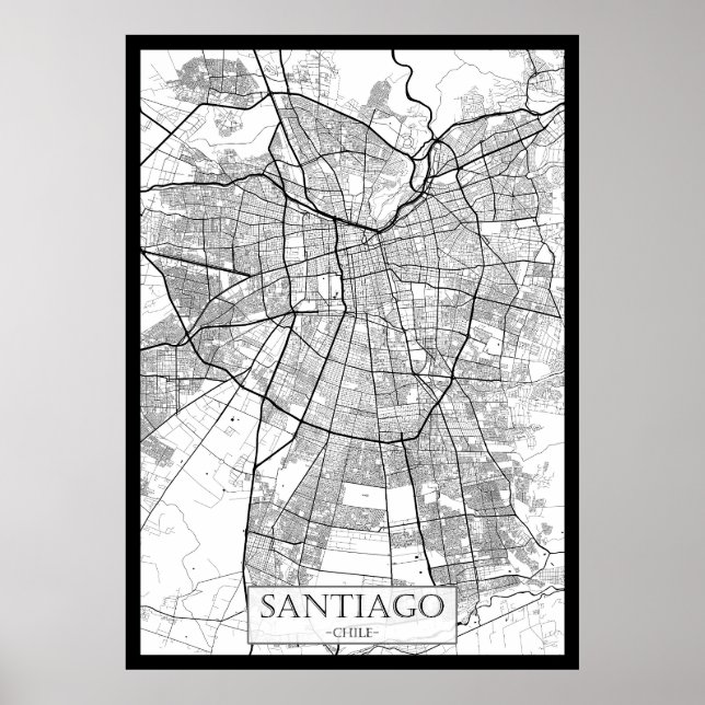 Poster Mapa de Santiago Chile (Frente)