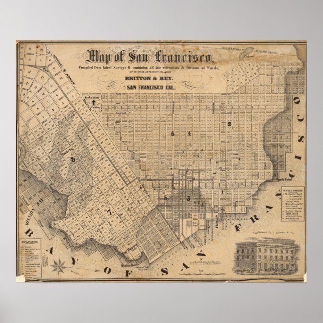 Póster Mapa de São Francisco (Frente)