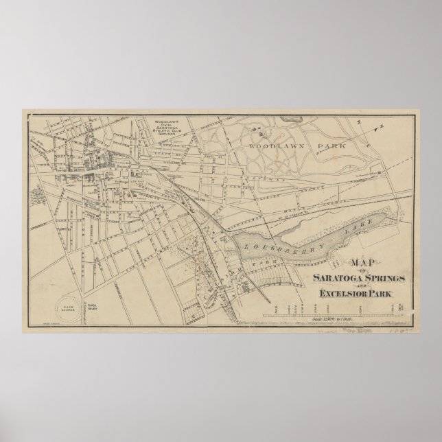 Poster Mapa de Saratoga Primavera NY (1895) (Frente)