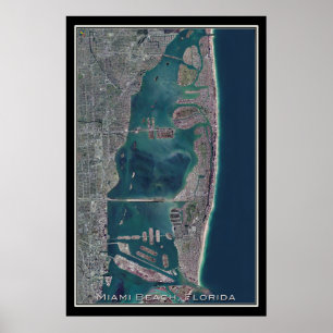 Poster Mapa de Satélite da Flórida de Miami Beach