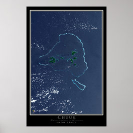 Póster Mapa de Satélite da Micronésia de Chuuk Truk