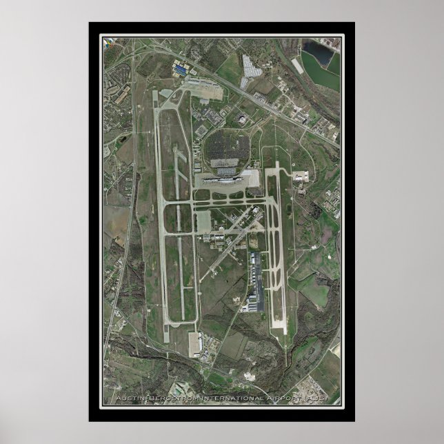 Poster Mapa de Satélite do Aeroporto Internacional de Aus (Frente)