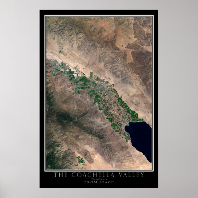 Poster Mapa de Satélite para o Vale do Coachella na Calif (Frente)