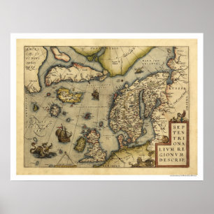 Póster Mapa de Scandanavia por Ortelius 1570