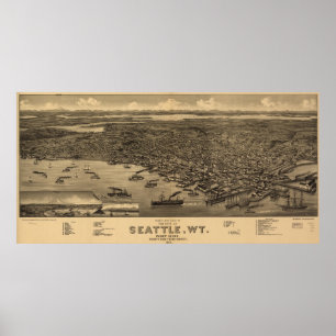 Poster Mapa de Seattle (1884)