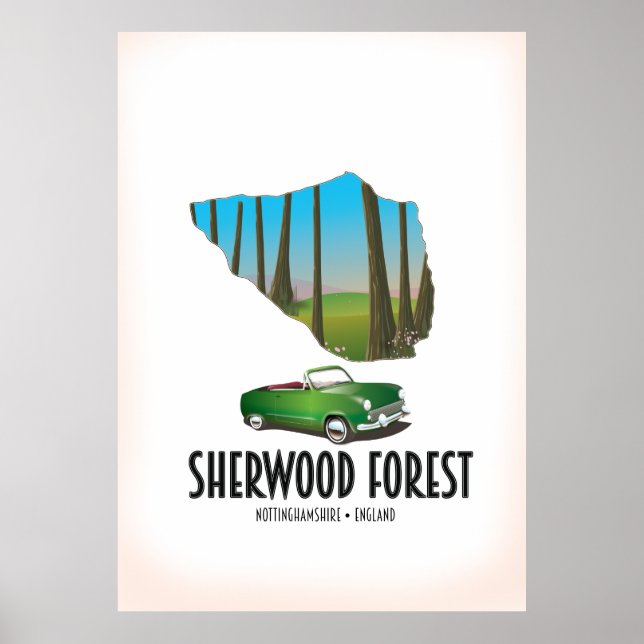 Poster mapa de Sherwood Forest Nottinghamshire (Frente)