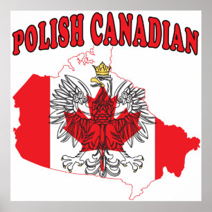 Póster Mapa de Sinalizador do Canadá Polonês