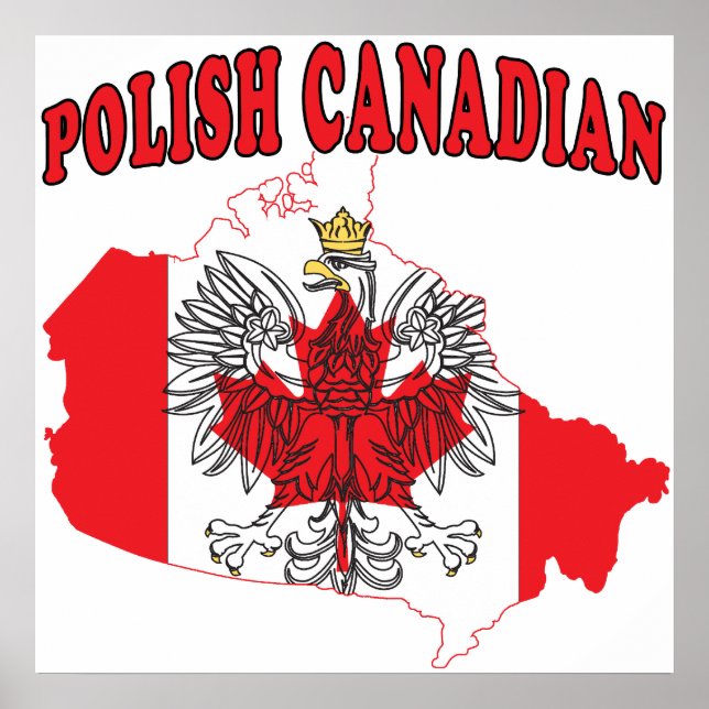 Póster Mapa de Sinalizador do Canadá Polonês (Frente)