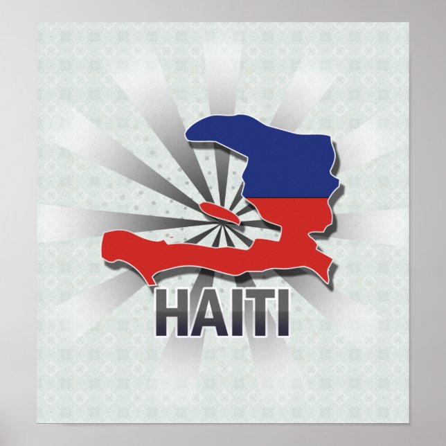 Póster Mapa de Sinalizador do Haiti 2.0 (Frente)