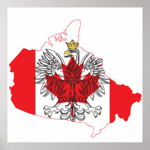 Póster Mapa de Sinalizador do Polônia Canadá