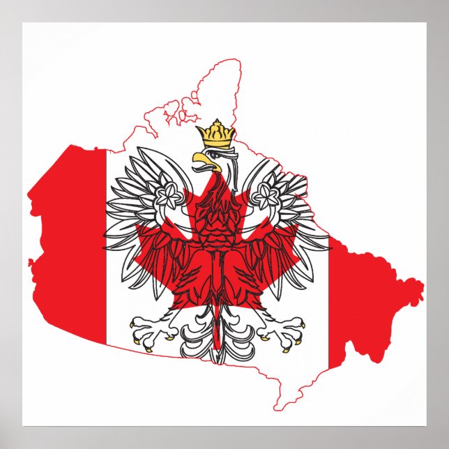 Póster Mapa de Sinalizador do Polônia Canadá (Frente)