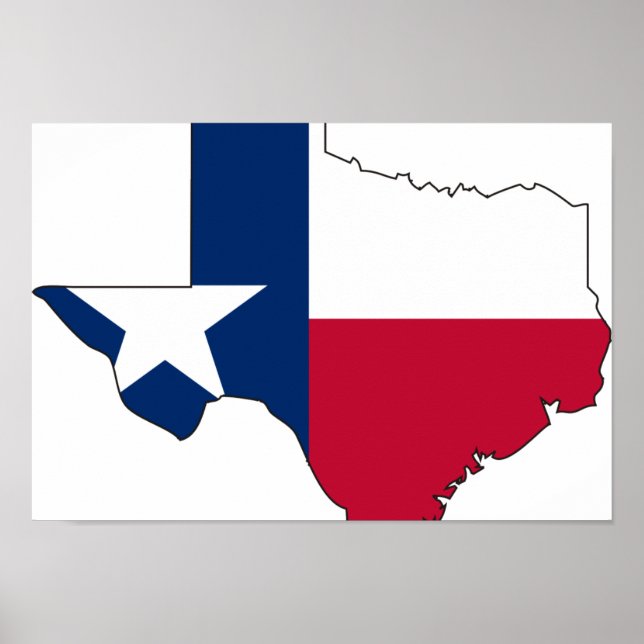 Póster Mapa de Sinalizador do Texas (Frente)