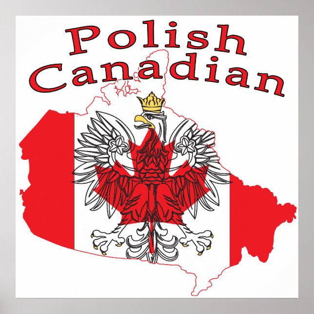 Póster Mapa de Sinalizador Polonês Canadense (Frente)