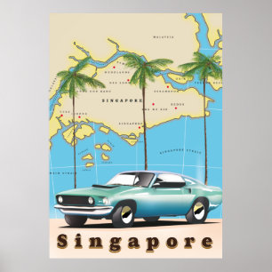 Poster mapa de Singapura
