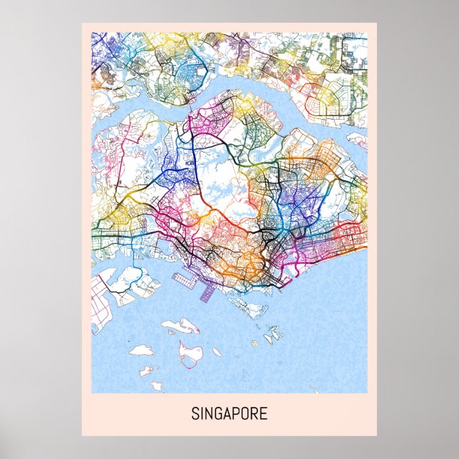 Poster Mapa de Singapura (Frente)
