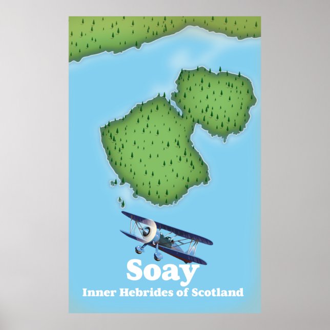 Poster Mapa de Soay Inner Hebrides da Escócia (Frente)