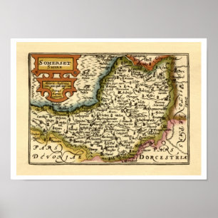 Póster Mapa de "Somersetshire" o Condado de Somerset