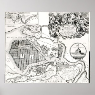 Póster Mapa de St Petersburg