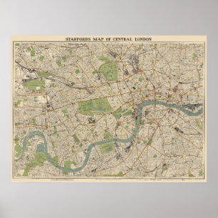 Poster Mapa de Stanford para o centro de Londres - Mapa d